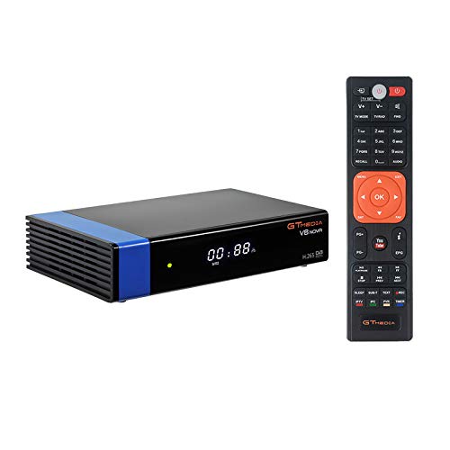 GTMEDIA V8 Nova DVB-S2 Decodificador Satélite Receptor de TV Digital con Wi-Fi Incorporado/SCART / 1080P Full HD/FTA Soporte CC CAM, PVR Ready, Newcam, Youtube, PowerVu Dre Biss Clave（Azul）