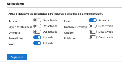 Elegir aplicaciones de Office a instalar