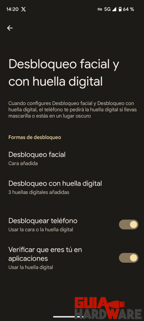 desbloqueo facial y huella en Andorid