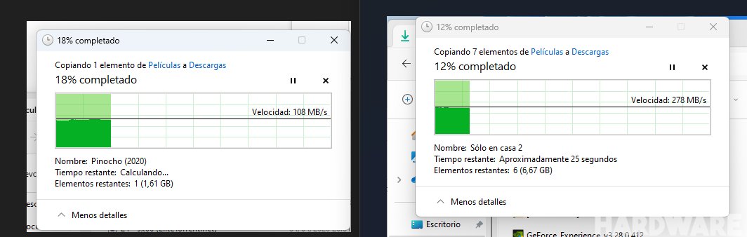 Diferencia de velocidades de transferencia