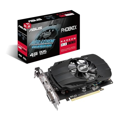 ASUS Tarjeta gráfica de Gaming Phoenix Radeon RX 550 EVO 4GB GDDR5 (PCIe 3.0, 4GB GDDR5, HDMI, DisplayPort, DVI-D, Rodamientos de Bolas Dobles, Auto-Extreme, Diseño Compacto)